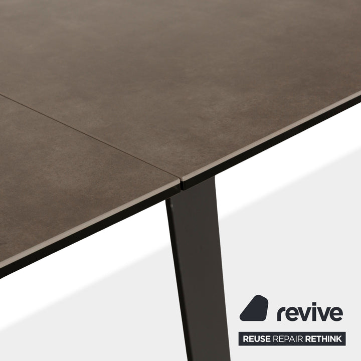 Table à manger extensible en verre/céramique KARE Amsterdam gris marron 160-242 x 78 x 90 cm