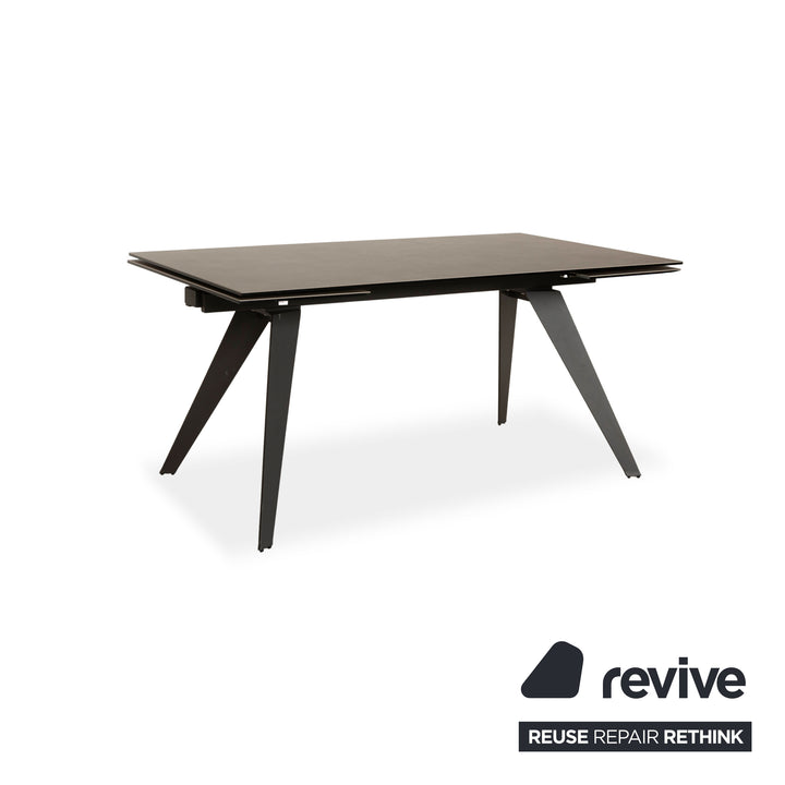 Table à manger extensible en verre/céramique KARE Amsterdam gris marron 160-242 x 78 x 90 cm