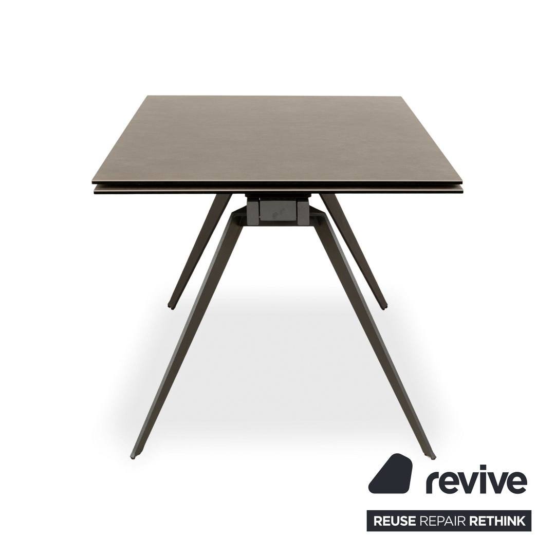 Table à manger extensible en verre/céramique KARE Amsterdam gris marron 160-242 x 78 x 90 cm