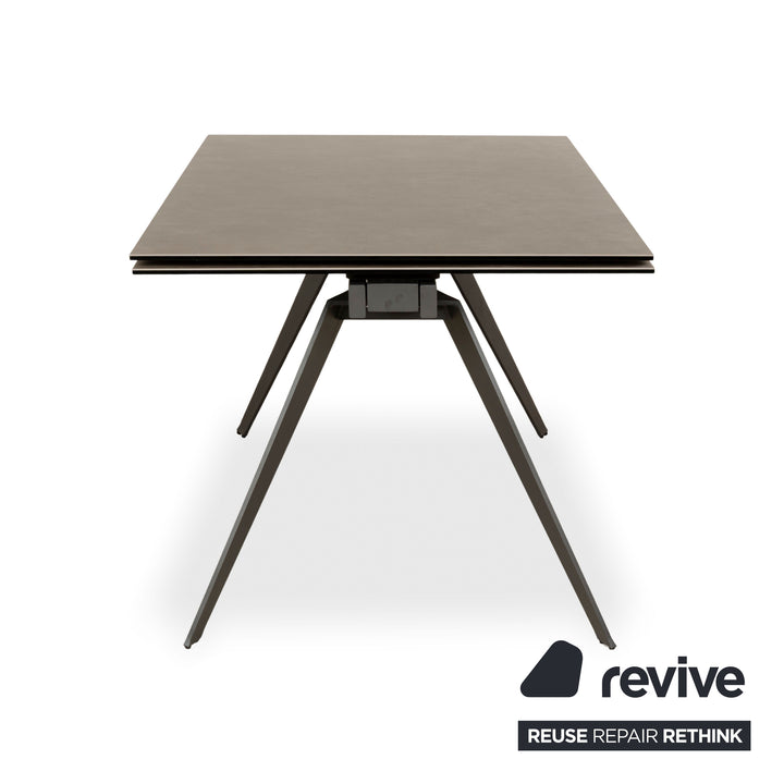 Table à manger extensible en verre/céramique KARE Amsterdam gris marron 160-242 x 78 x 90 cm