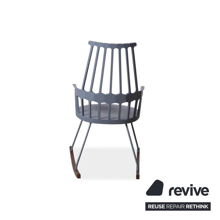 Kartell Comback Rocking Chair Wood Plastic Blue Patricia Urquiola