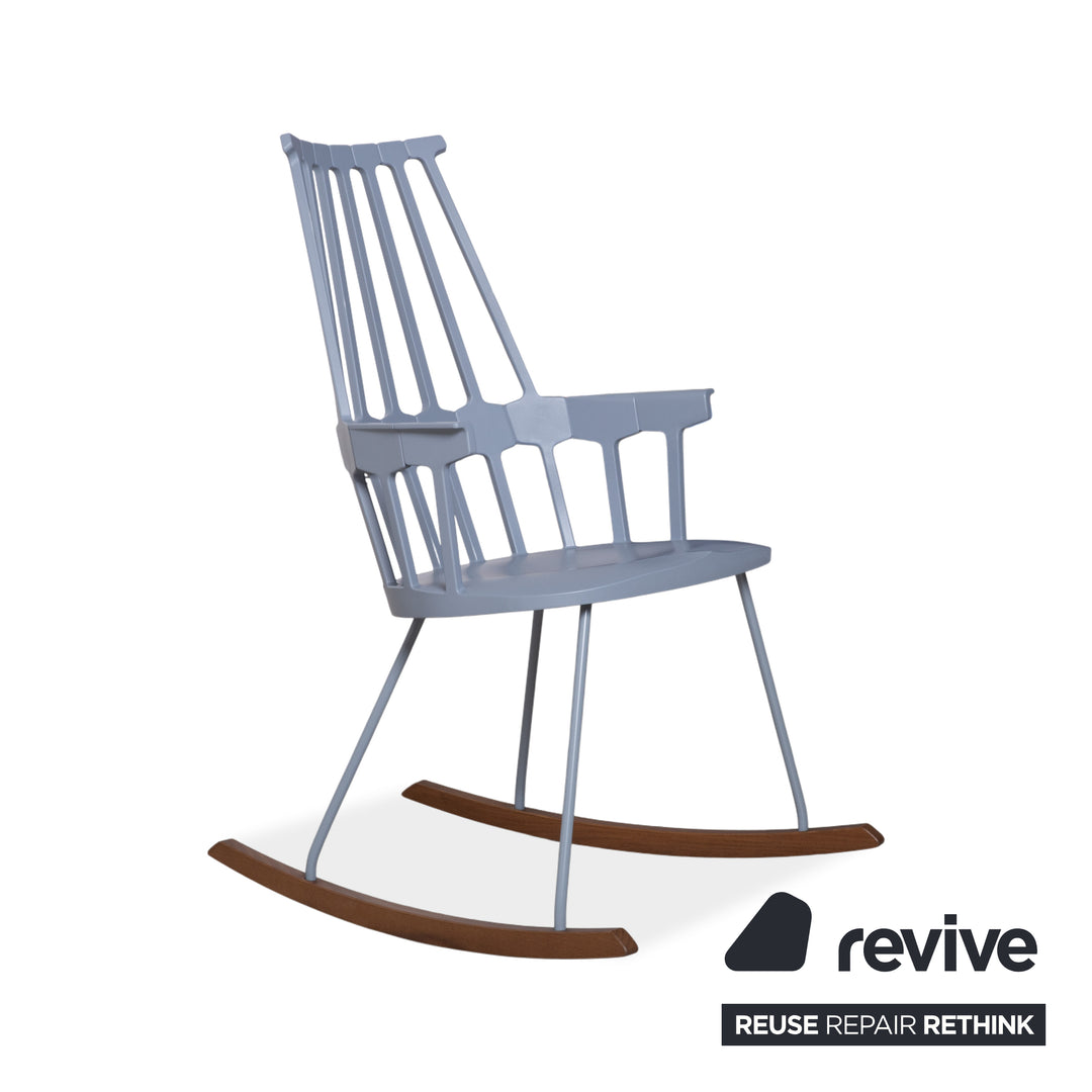 Kartell Comback Rocking Chair Wood Plastic Blue Patricia Urquiola