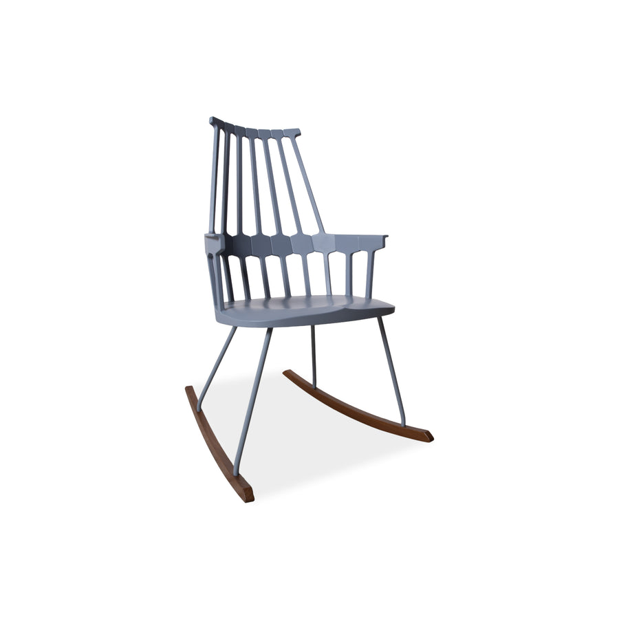 Kartell Comback Rocking Chair Wood Plastic Blue Patricia Urquiola