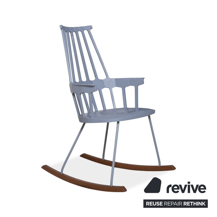 Kartell Comback Rocking Chair Wood Plastic Blue Patricia Urquiola