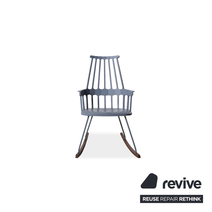 Kartell Comback Rocking Chair Wood Plastic Blue Patricia Urquiola