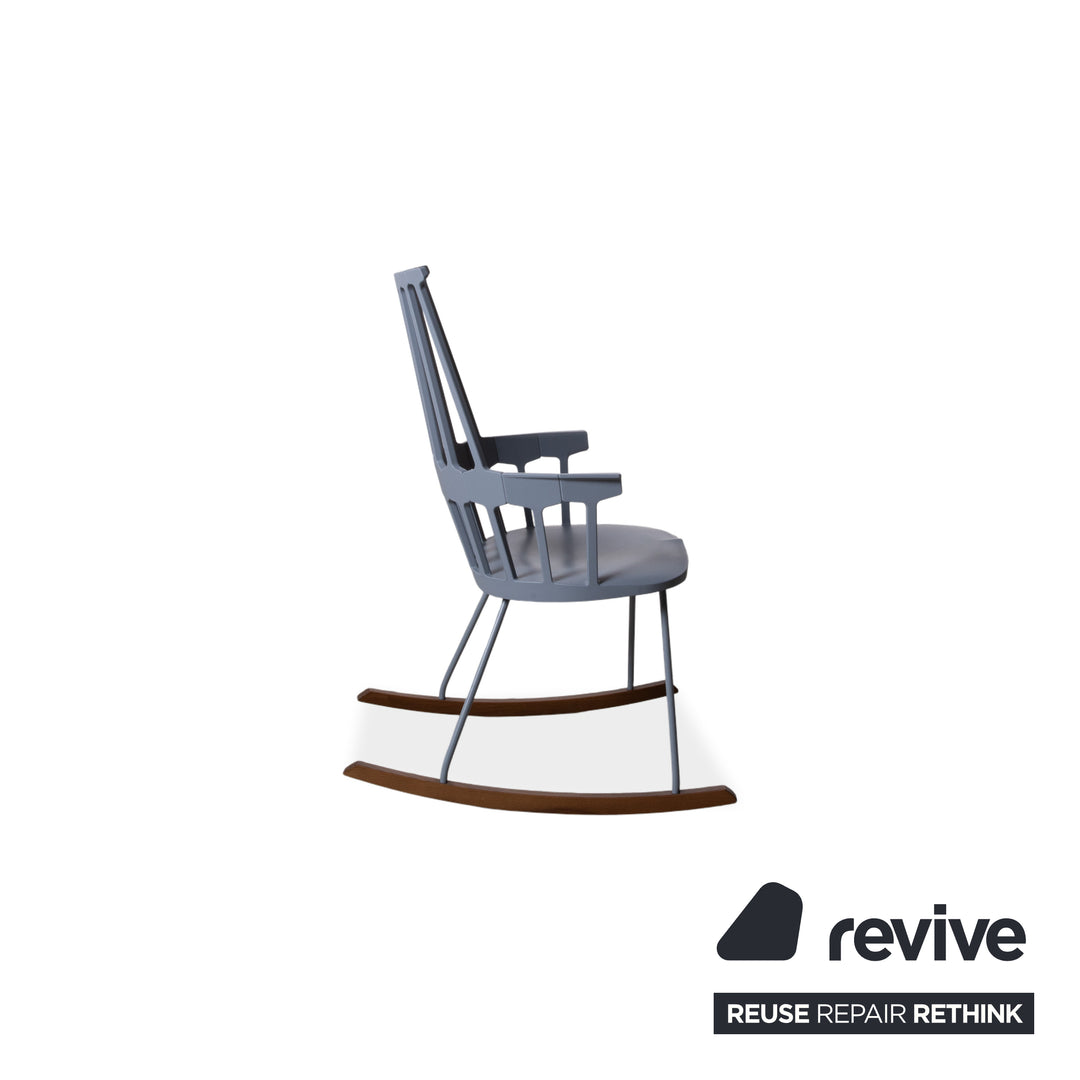 Kartell Comback Rocking Chair Wood Plastic Blue Patricia Urquiola