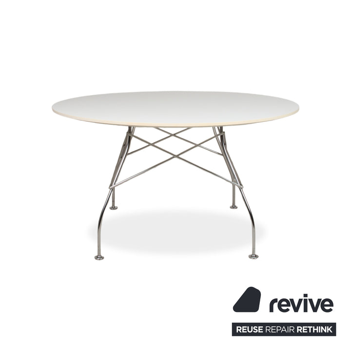 Kartell Glossy Holz Metall Esstisch Weiß Esszimmer 129 x 129 cm