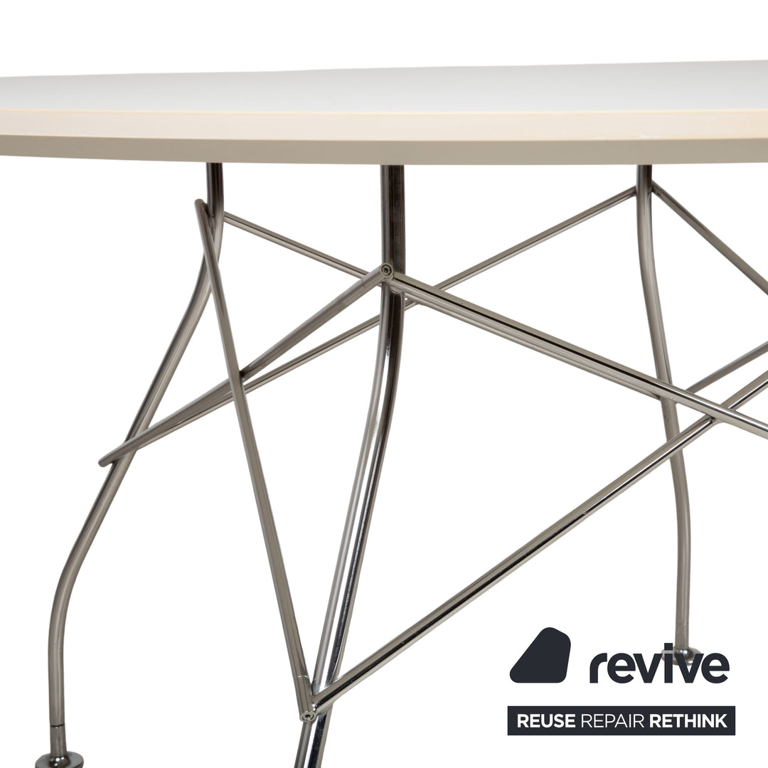 Kartell Glossy Holz Metall Esstisch Weiß Esszimmer 129 x 129 cm
