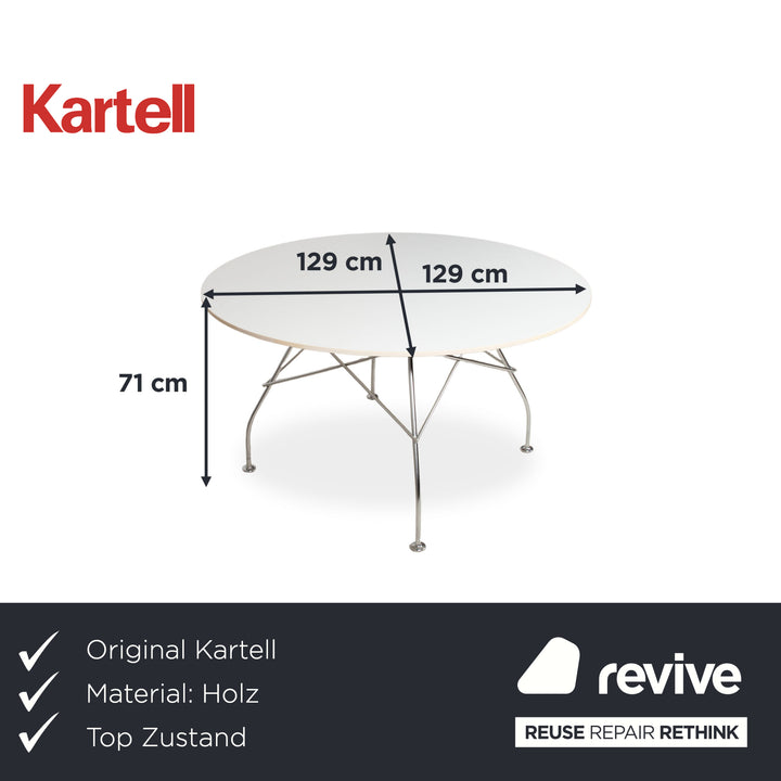 Kartell Glossy Holz Metall Esstisch Weiß Esszimmer 129 x 129 cm