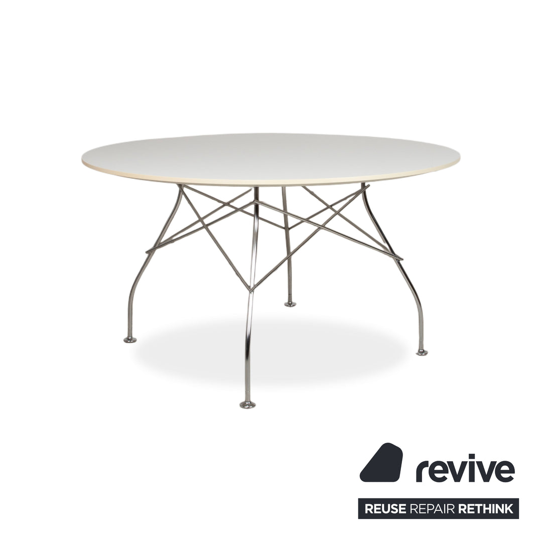 Kartell Glossy Holz Metall Esstisch Weiß Esszimmer 129 x 129 cm