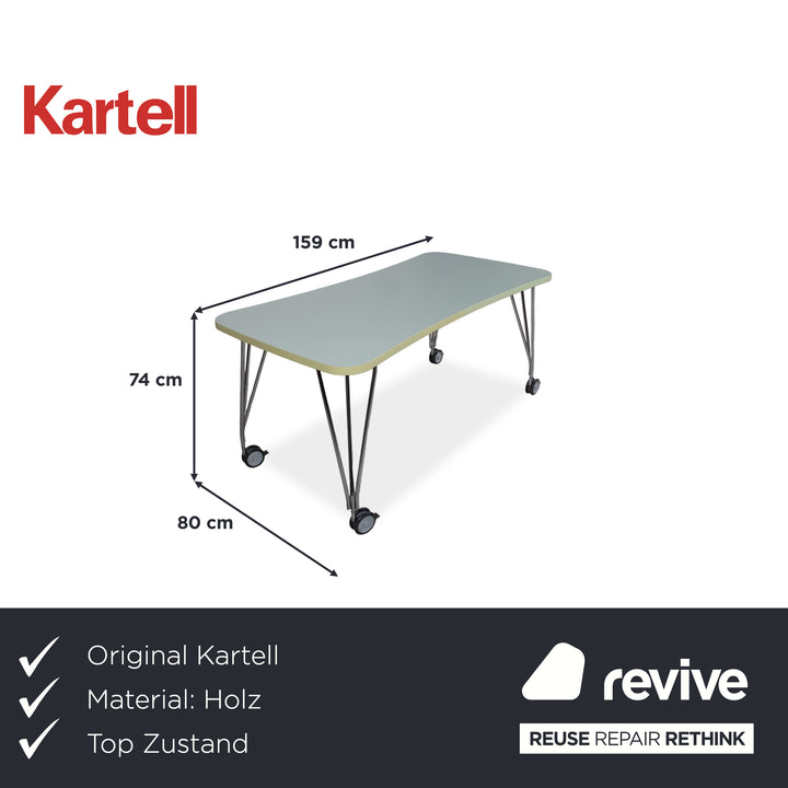 Kartell Max Holz Schreibtisch Weiß Rollen Home Office 159 x 80 cm