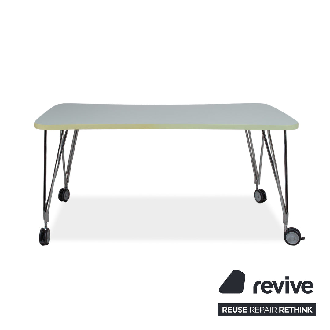 Kartell Max Holz Schreibtisch Weiß Rollen Home Office 159 x 80 cm