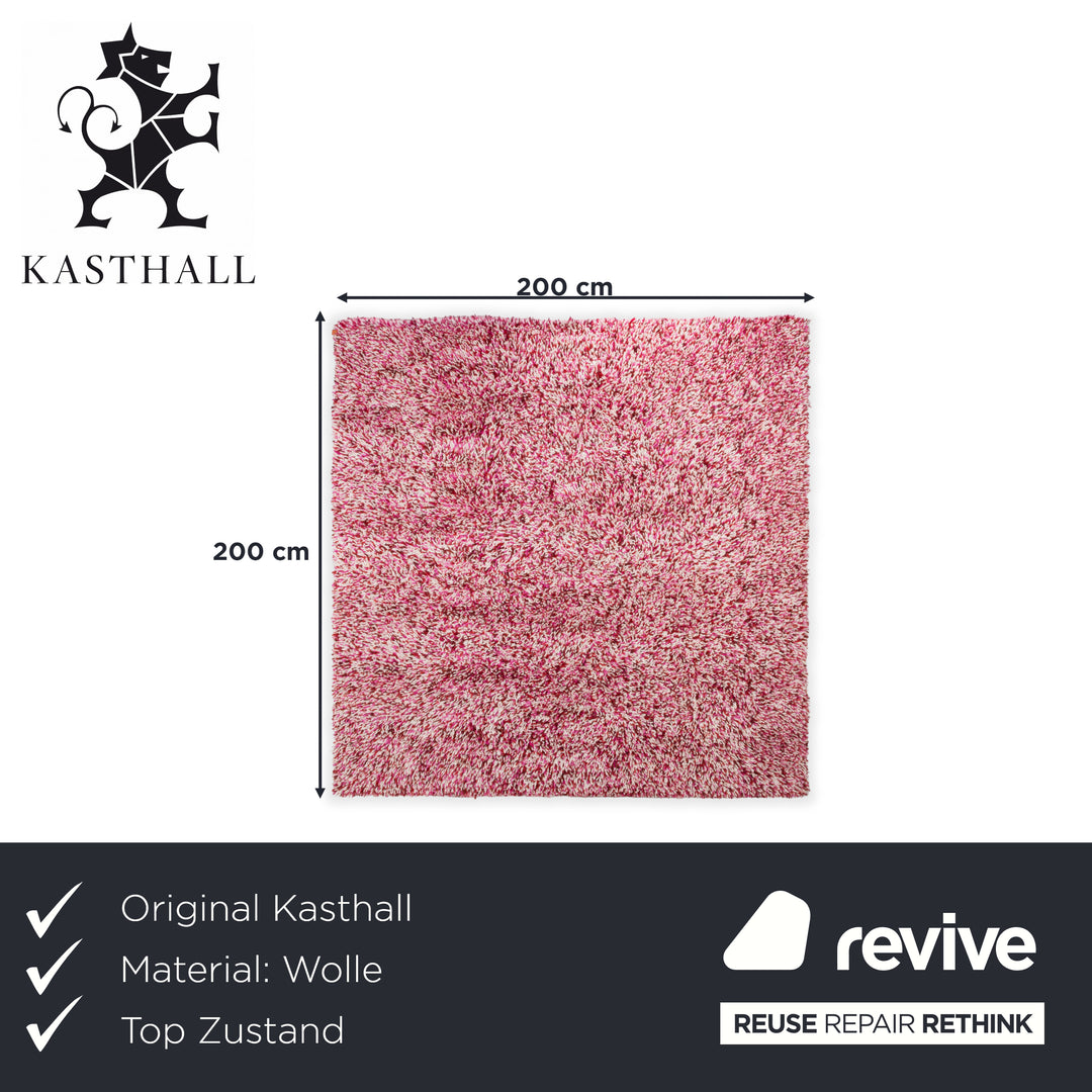 Kasthall Wolle Teppich Rot Pink Weiß by Gunilla Lauerhem-Ullberg 200 x 200 cm