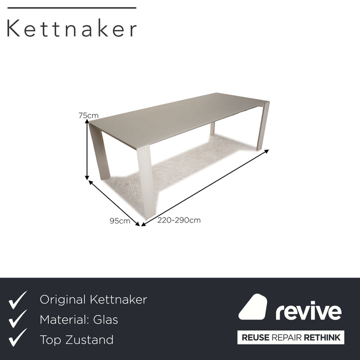 Kettnacker SOMA glass dining table white frosted glass 220x95