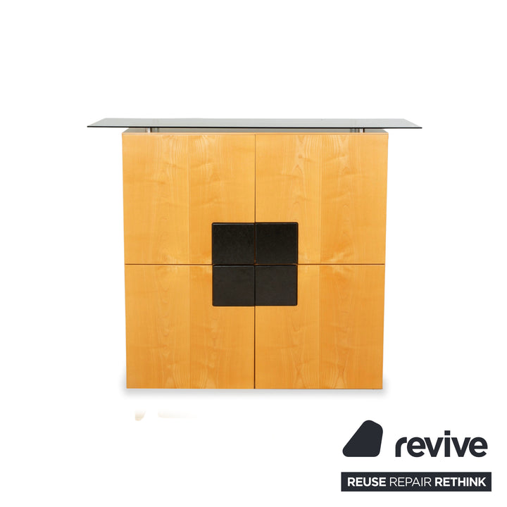 Kettnaker wooden sideboard brown black highboard glass stone