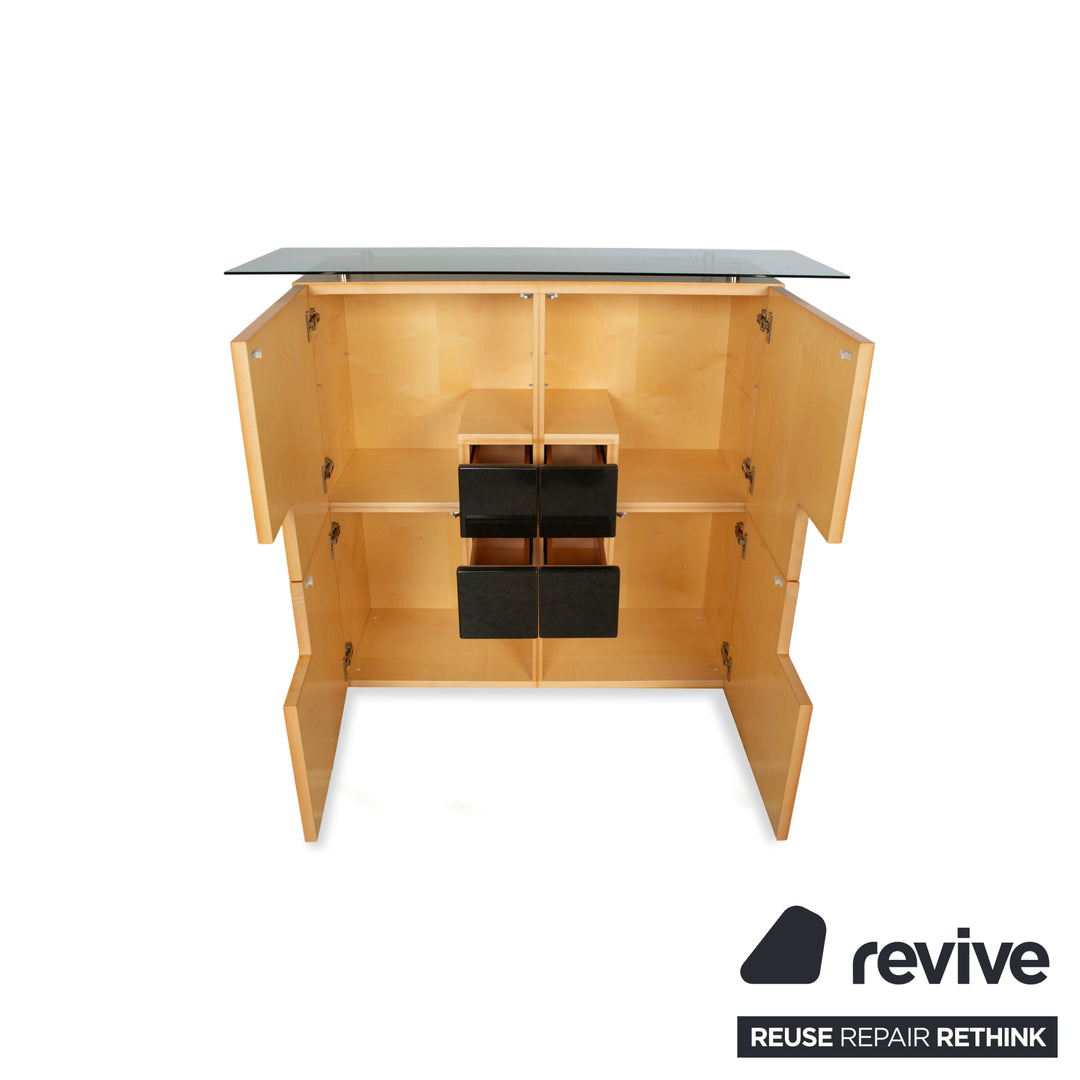 Kettnaker wooden sideboard brown black highboard glass stone