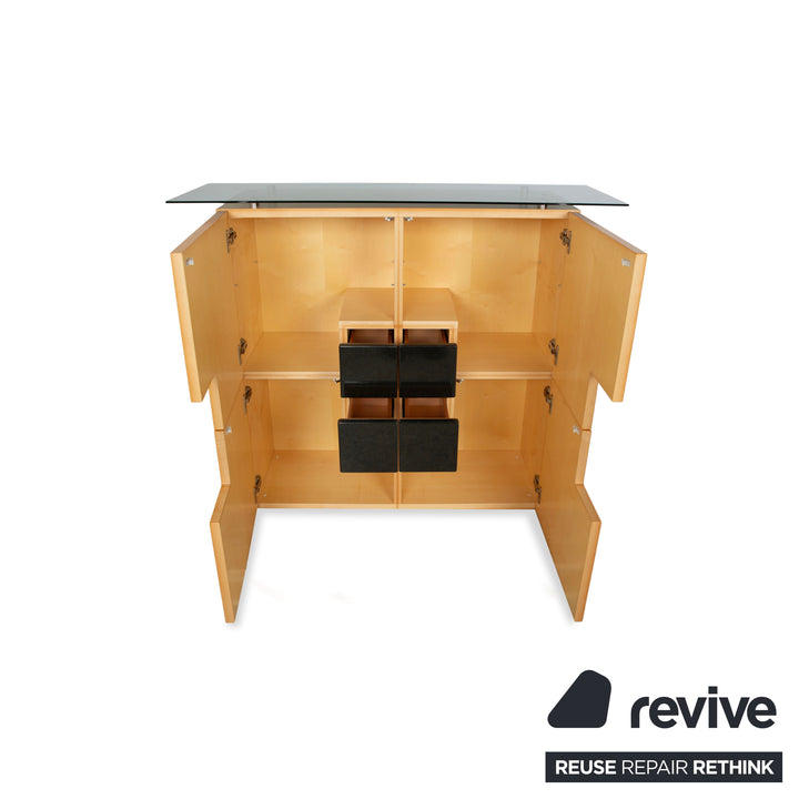 Kettnaker wooden sideboard brown black highboard glass stone