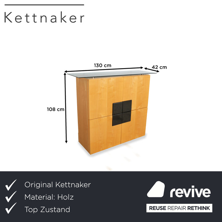 Kettnaker wooden sideboard brown black highboard glass stone