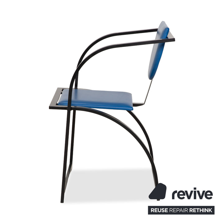 Chaise KFF Cosinus en cuir bleu