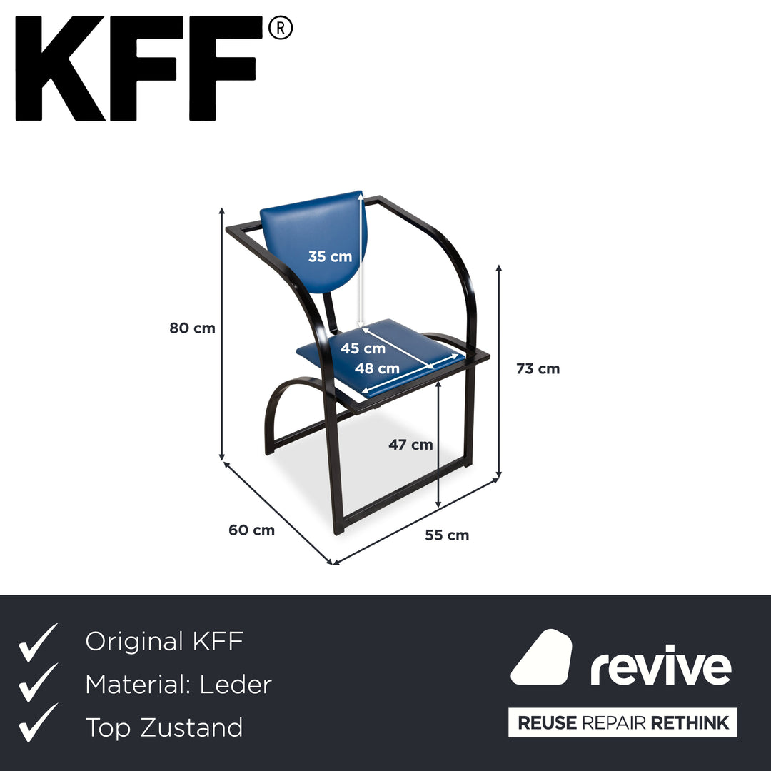 Chaise KFF Cosinus en cuir bleu