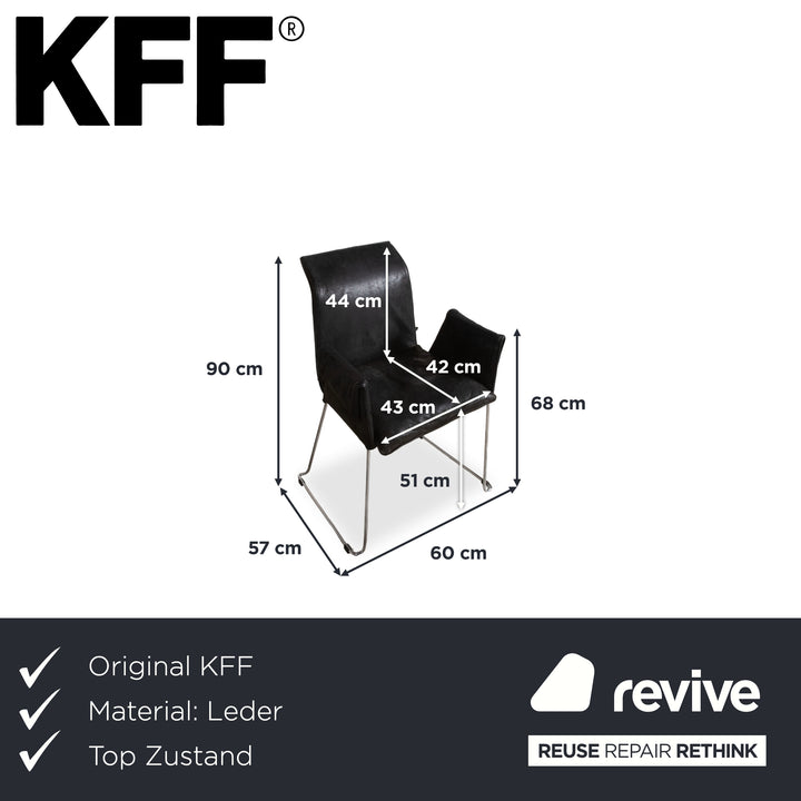 KFF Mexico Leder 4er Set Stühle Schwarz Anthrazit Chrom