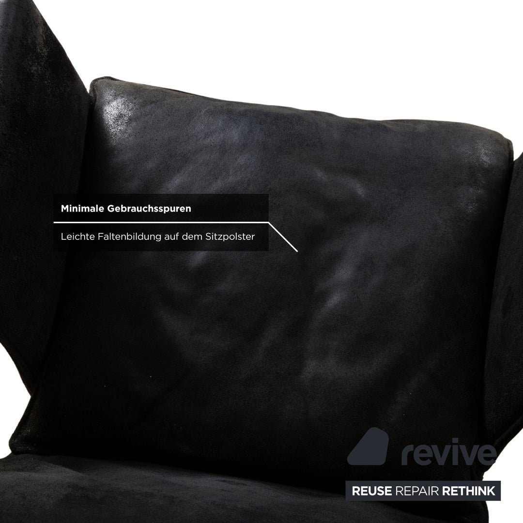 KFF Mexico Leder 4er Set Stühle Schwarz Anthrazit Chrom