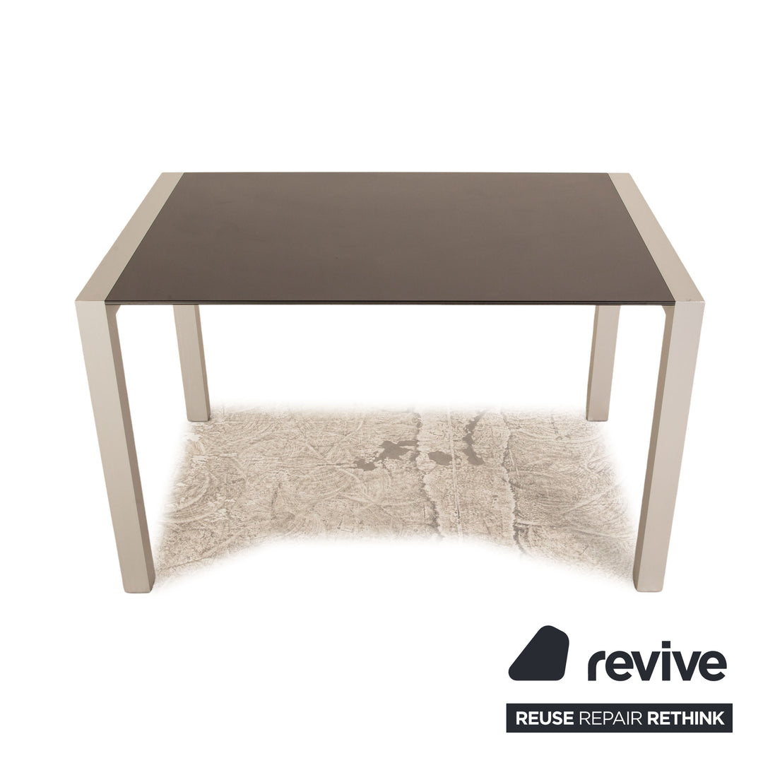 Kirstalia wooden dining table black silver 125 x 80 cm