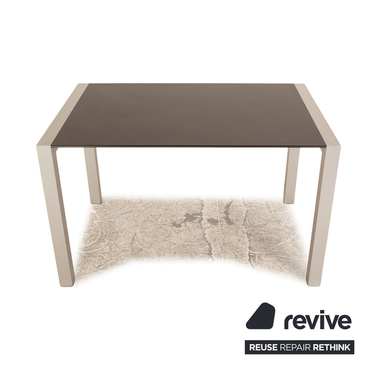 Kirstalia wooden dining table black silver 125 x 80 cm
