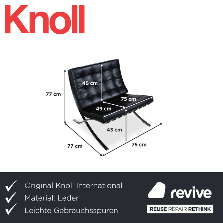 Knoll Barcelona Chair Leder Sessel Schwarz Bauhaus