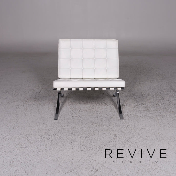Knoll International Barcelona Chair Ensemble de fauteuils design en cuir blanc 2x fauteuils #9738