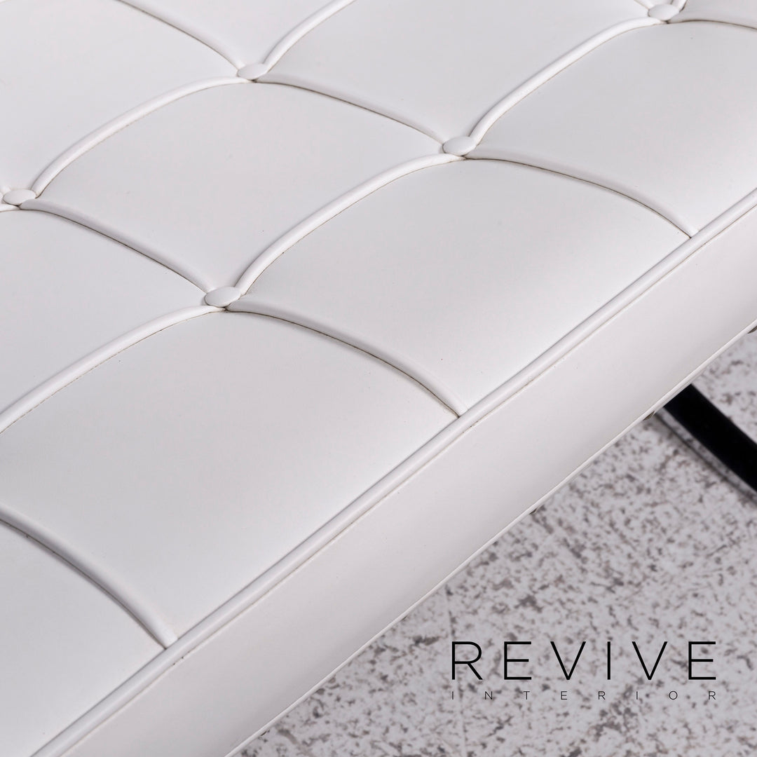Knoll International Barcelona Chair Ensemble de fauteuils design en cuir blanc 2x fauteuils #9738