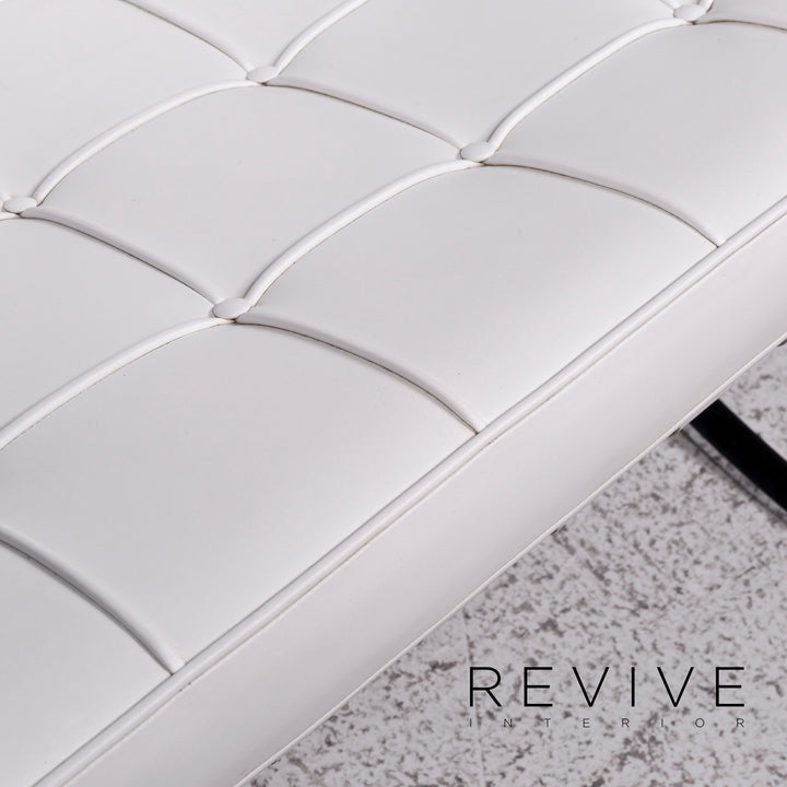 Knoll International Barcelona Chair Ensemble de fauteuils design en cuir blanc 2x fauteuils #9738