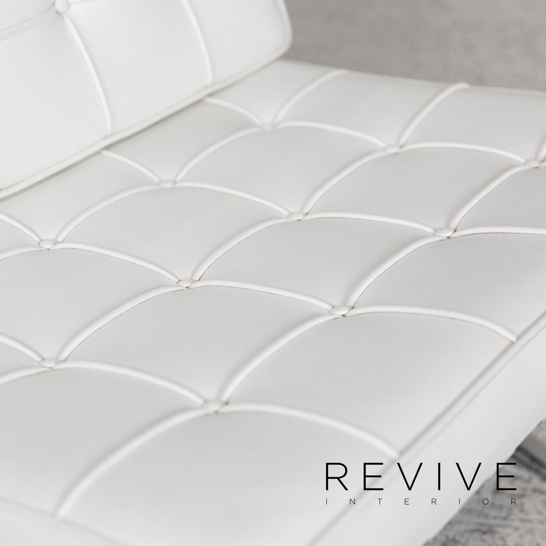Knoll International Barcelona Chair Ensemble de fauteuils design en cuir blanc 2x fauteuils #9738
