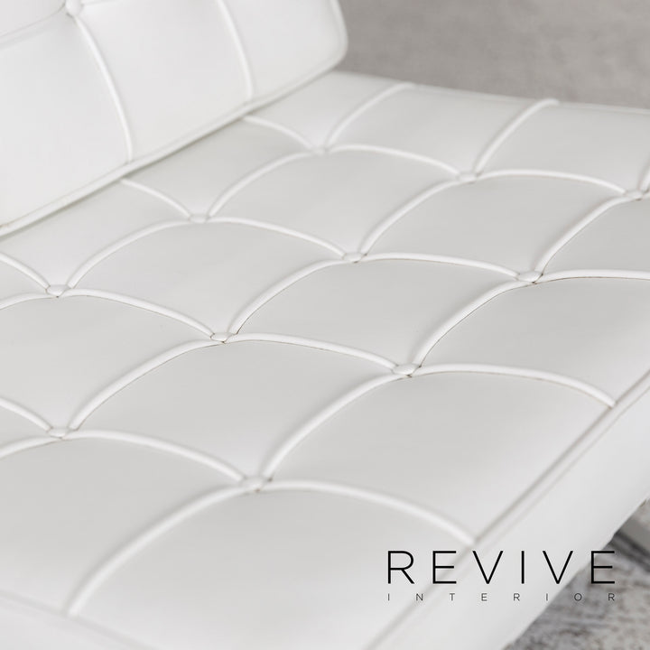 Knoll International Barcelona Chair Ensemble de fauteuils design en cuir blanc 2x fauteuils #9738