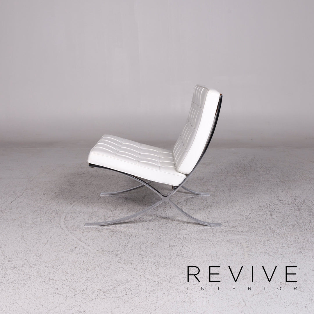 Knoll International Barcelona Chair Ensemble de fauteuils design en cuir blanc 2x fauteuils #9738