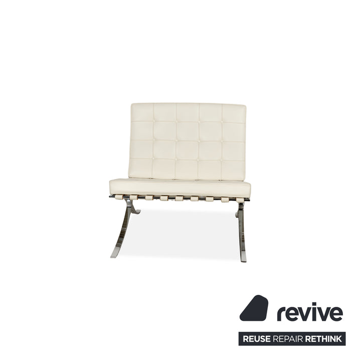Knoll International Barcelona Chair Fauteuil en Cuir Crème Bauhaus par Ludwig Mies van der Rohe