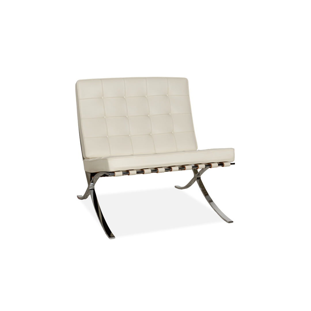 Knoll International Barcelona Chair Fauteuil en Cuir Crème Bauhaus par Ludwig Mies van der Rohe