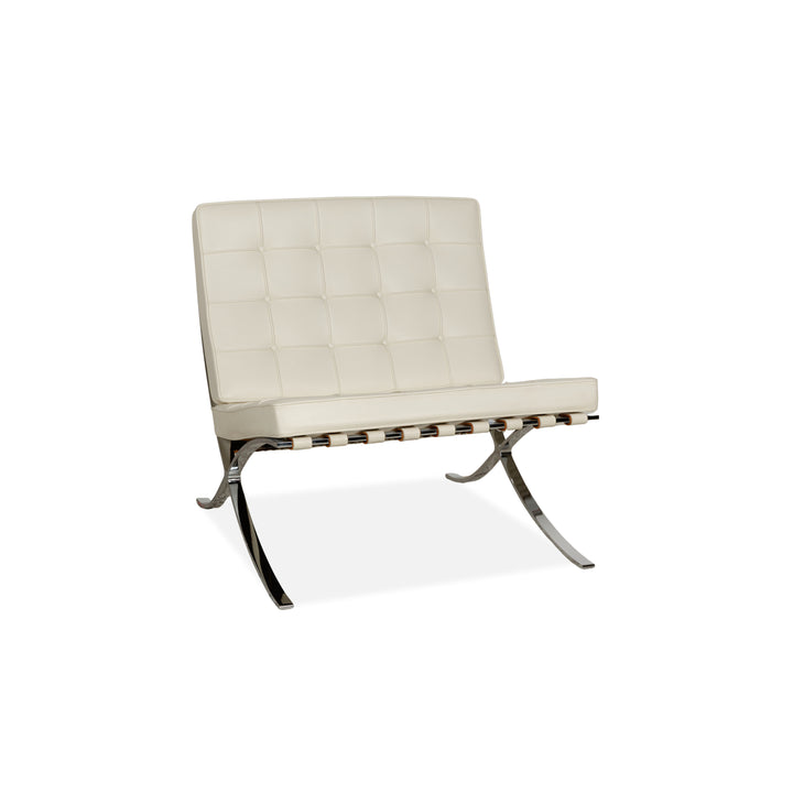 Knoll International Barcelona Chair Fauteuil en Cuir Crème Bauhaus par Ludwig Mies van der Rohe