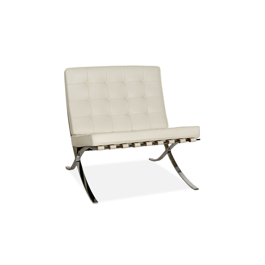 Knoll International Barcelona Chair Leather Armchair Cream Bauhaus by Ludwig Mies van der Rohe