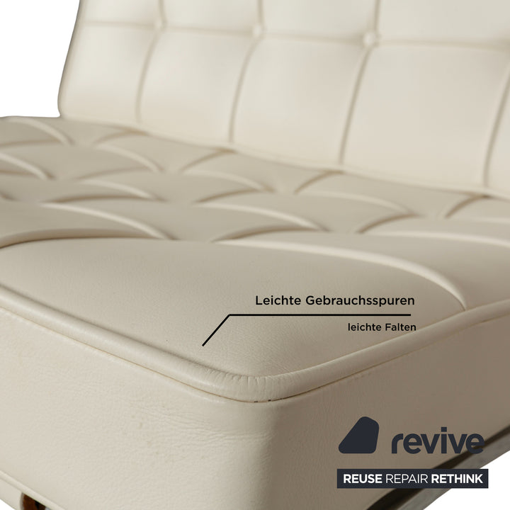 Knoll International Barcelona Chair Fauteuil en Cuir Crème Bauhaus par Ludwig Mies van der Rohe