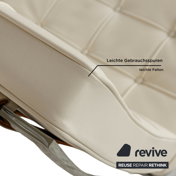 Knoll International Barcelona Chair Fauteuil en Cuir Crème Bauhaus par Ludwig Mies van der Rohe