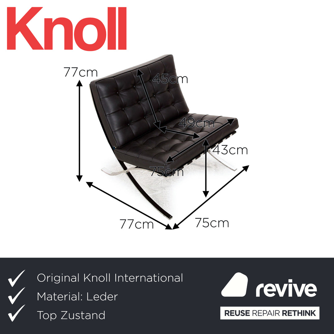 Knoll International Barcelona Chair Leather Armchair Black Bauhaus by Ludwig Mies van der Rohe
