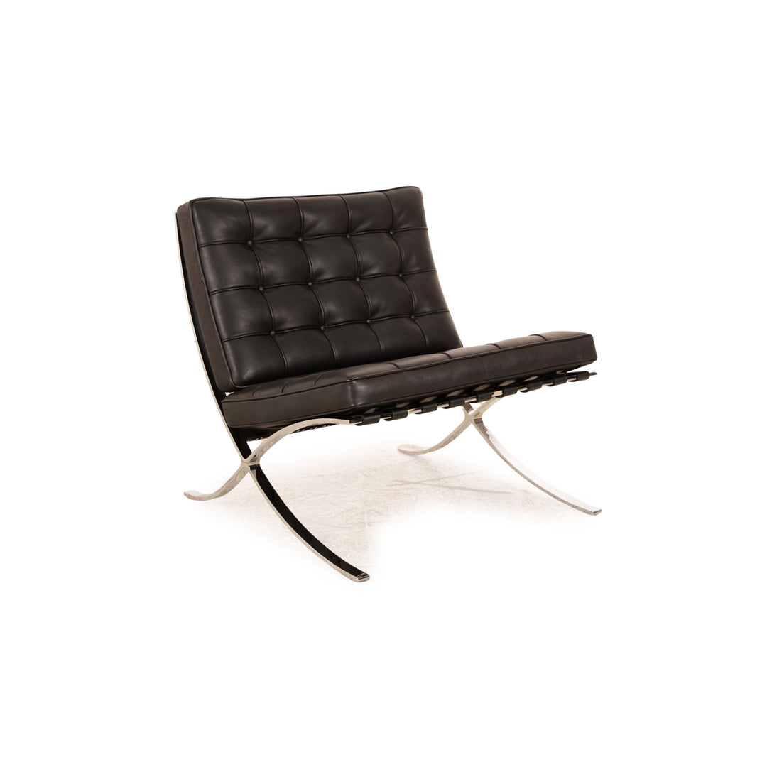 Knoll International Barcelona Chair Leather Armchair Black Bauhaus by Ludwig Mies van der Rohe