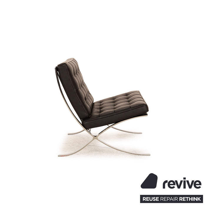 Knoll International Barcelona Chair Leather Armchair Black Bauhaus by Ludwig Mies van der Rohe