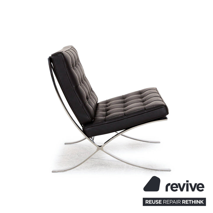 Knoll International Barcelona Chair Leather Armchair Black Bauhaus by Ludwig Mies van der Rohe