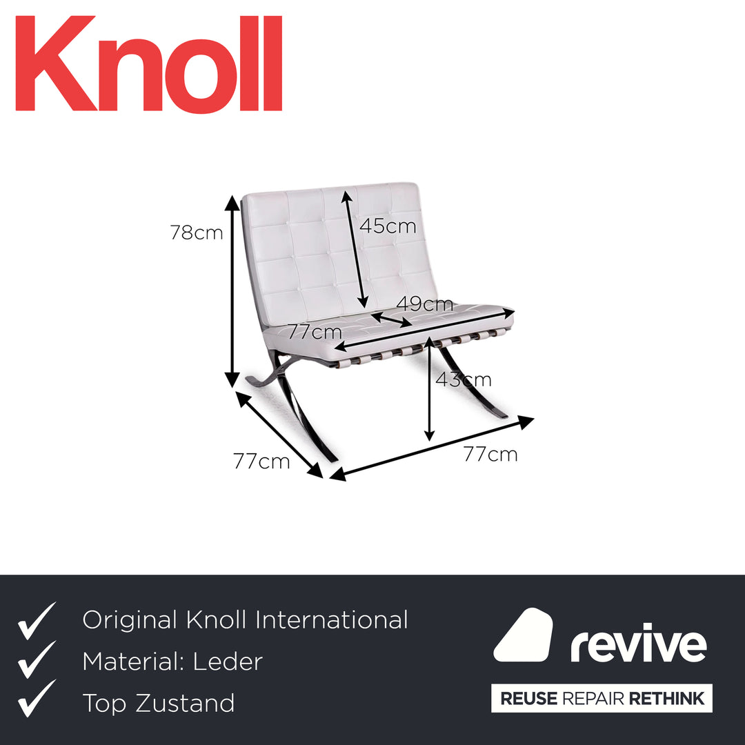 Knoll International Barcelona Chair Leder Sessel Weiß #9739