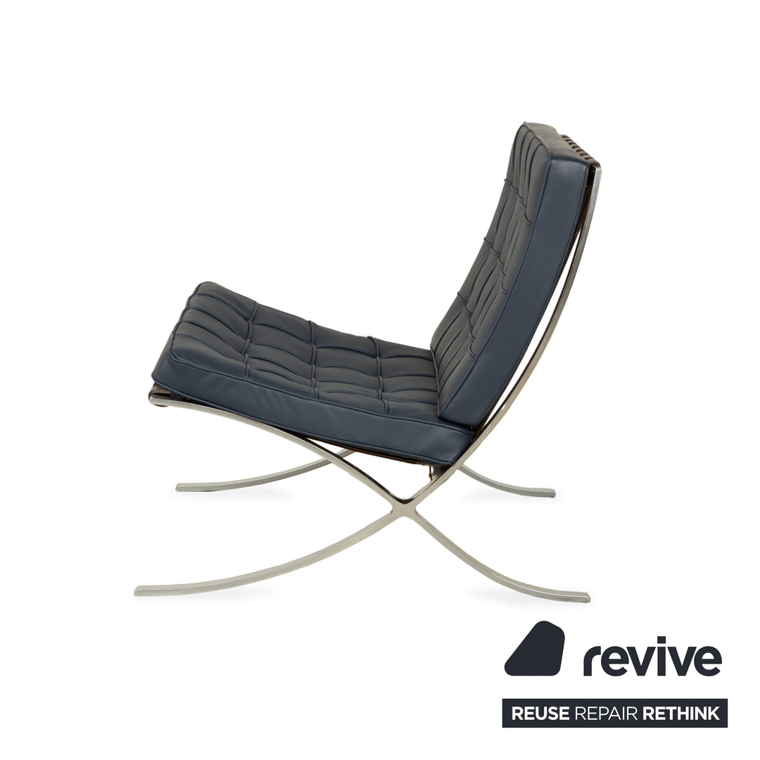 Chaise Knoll International Barcelona Bleu Pétrole Bauhaus par Ludwig Mies van der Rohe