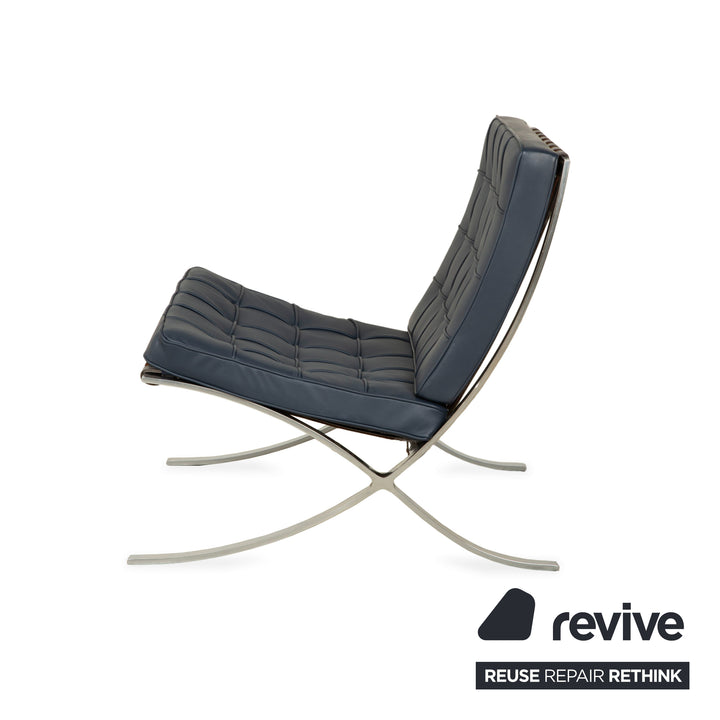 Chaise Knoll International Barcelona Bleu Pétrole Bauhaus par Ludwig Mies van der Rohe