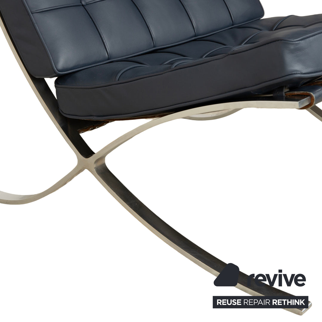 Chaise Knoll International Barcelona Bleu Pétrole Bauhaus par Ludwig Mies van der Rohe