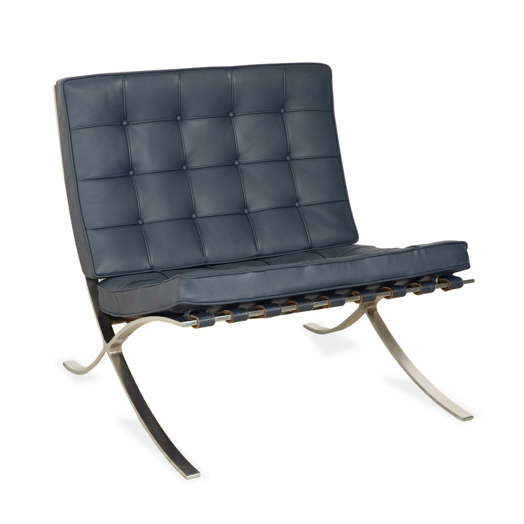 Chaise Knoll International Barcelona Bleu Pétrole Bauhaus par Ludwig Mies van der Rohe